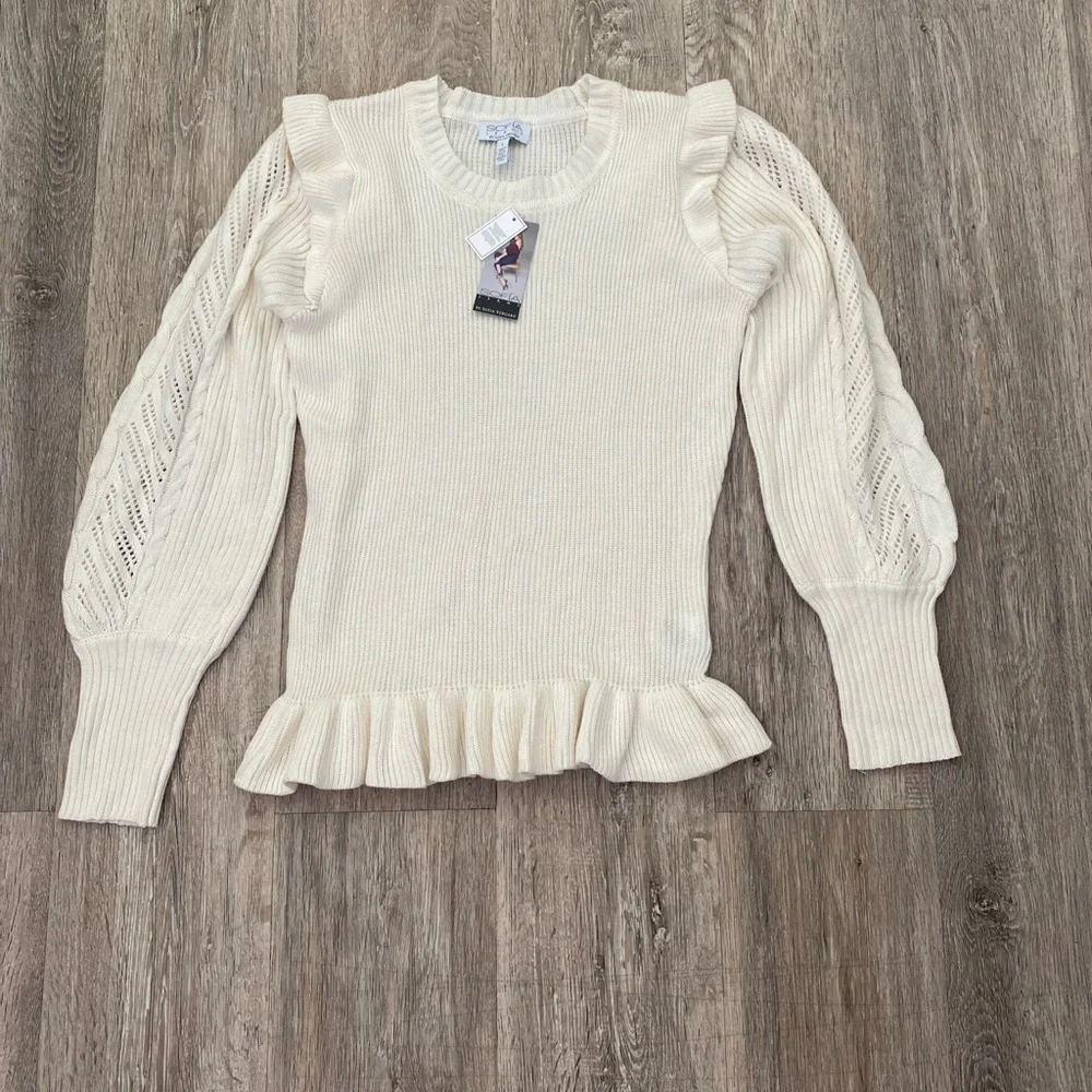 Sofia by Sofia Vergara pointelle sleeve sweater size large NWT